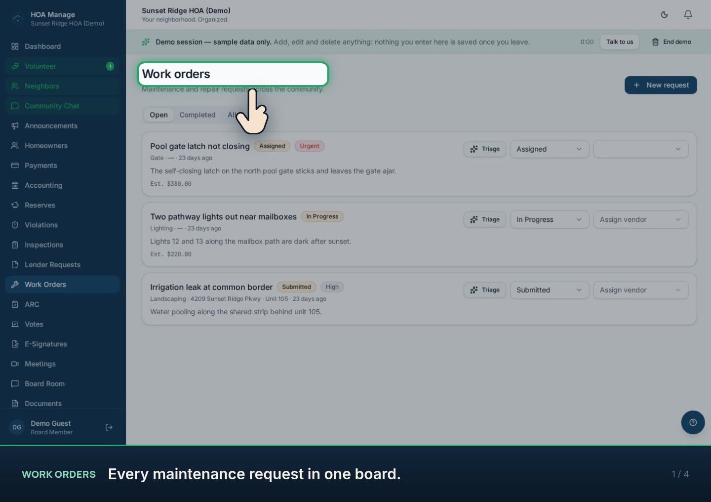Work orders walkthrough preview