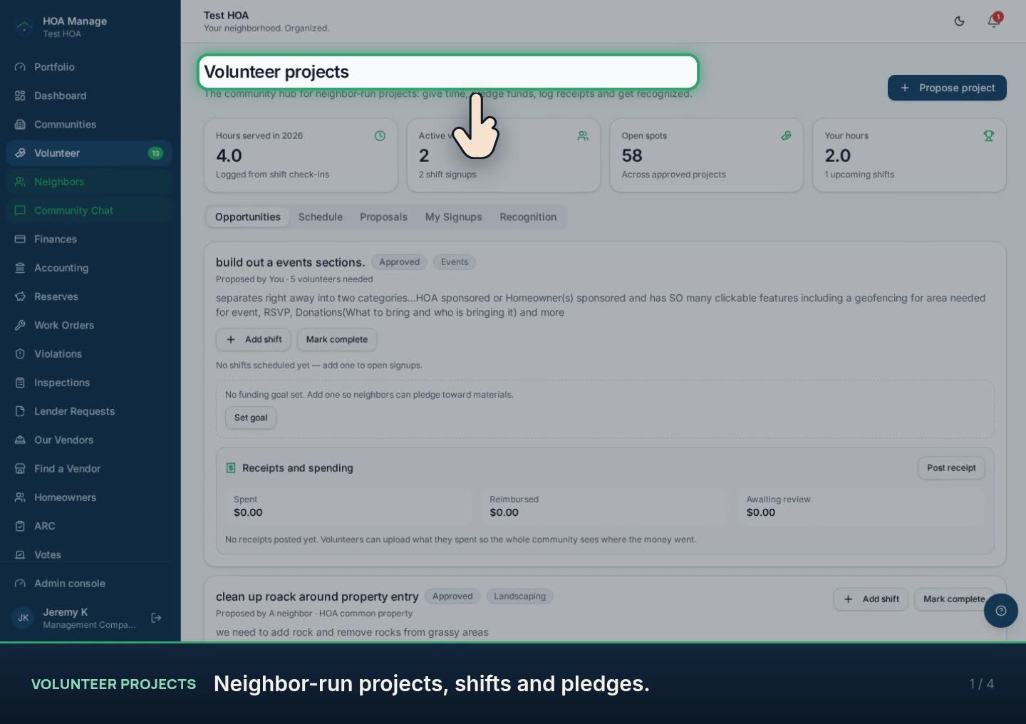 Volunteer projects walkthrough preview