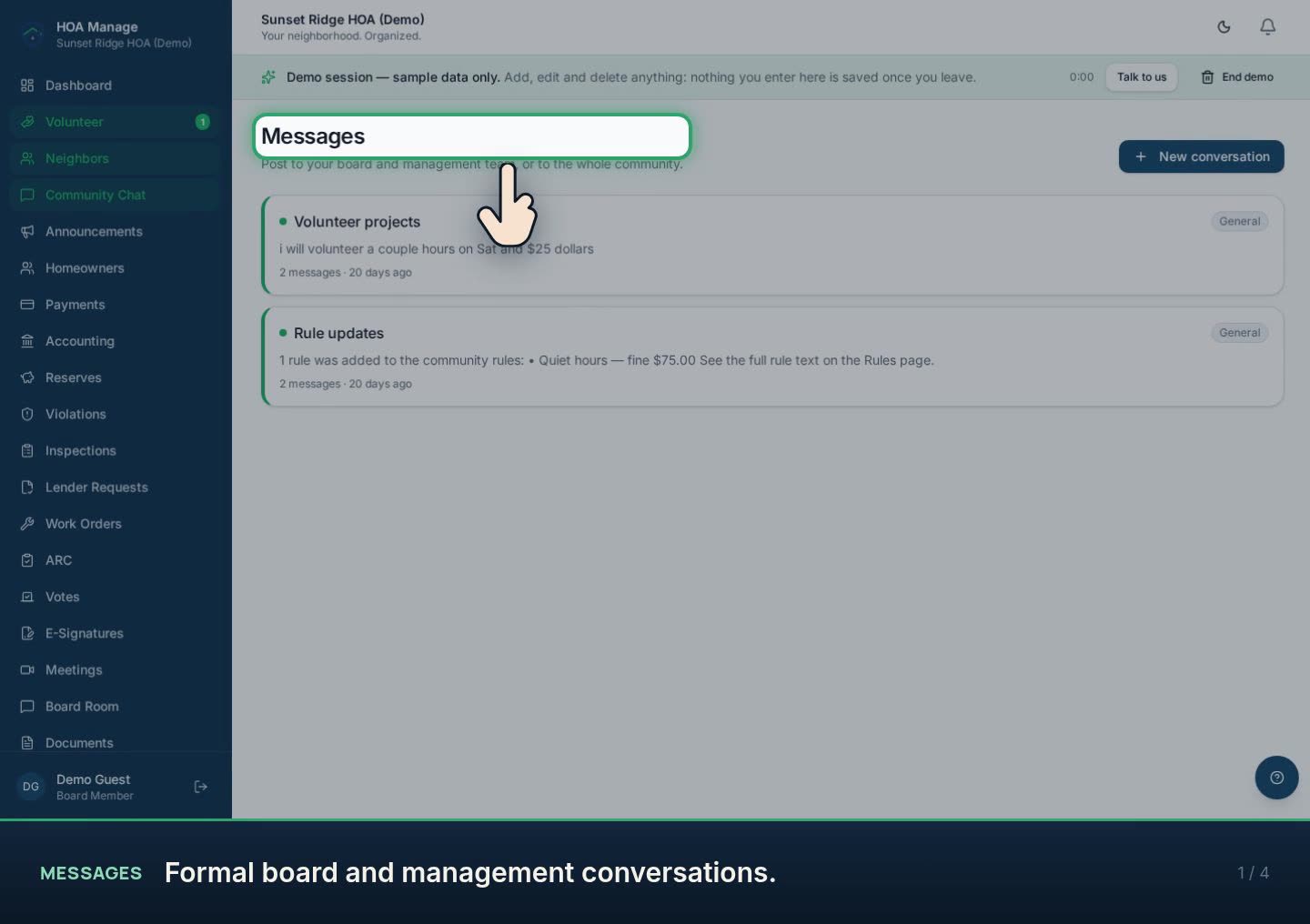 Messages walkthrough preview