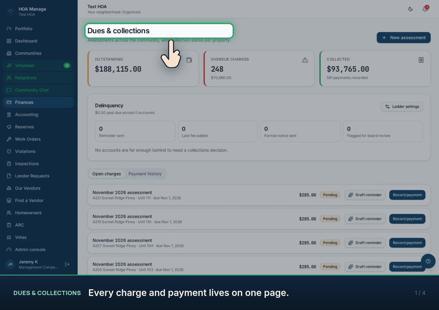 Dues & collections walkthrough preview