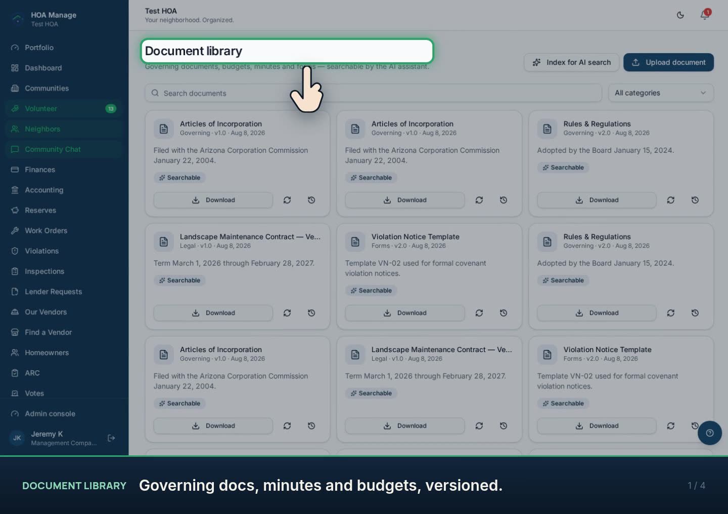 Document library walkthrough preview