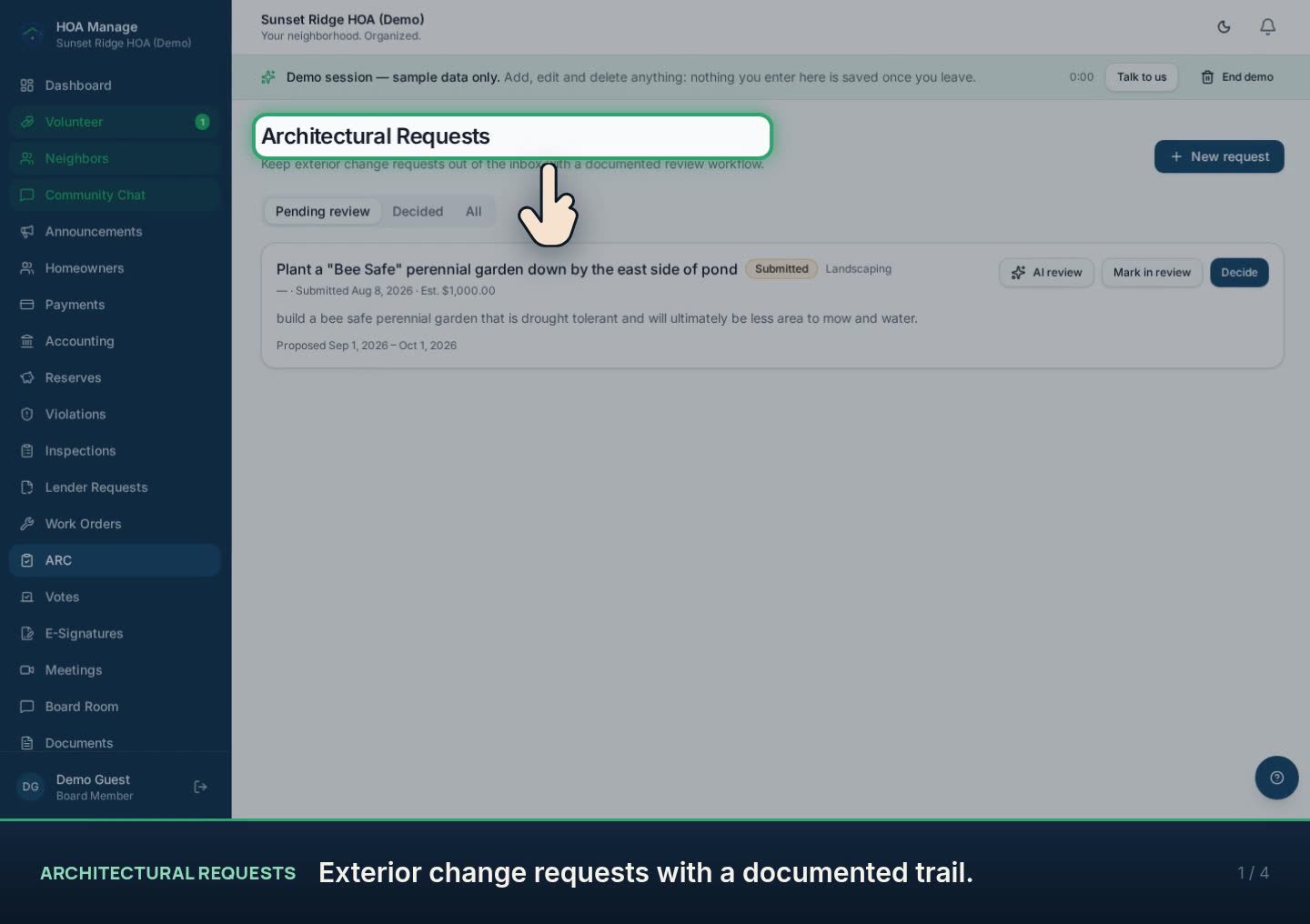 Architectural requests walkthrough preview