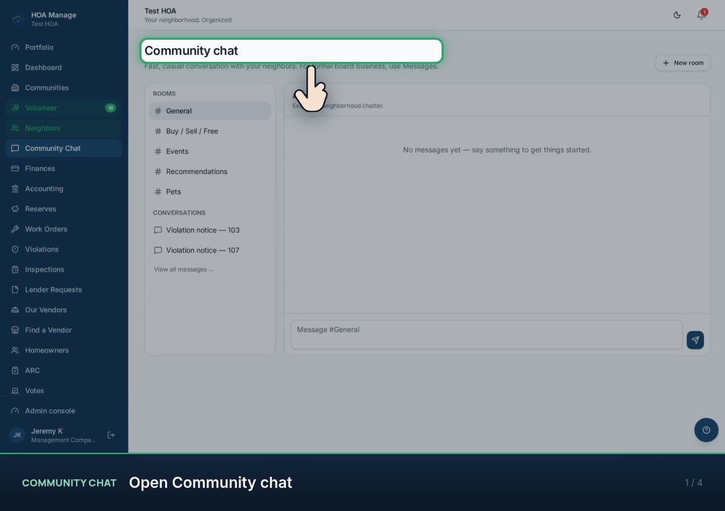 Community chat walkthrough preview