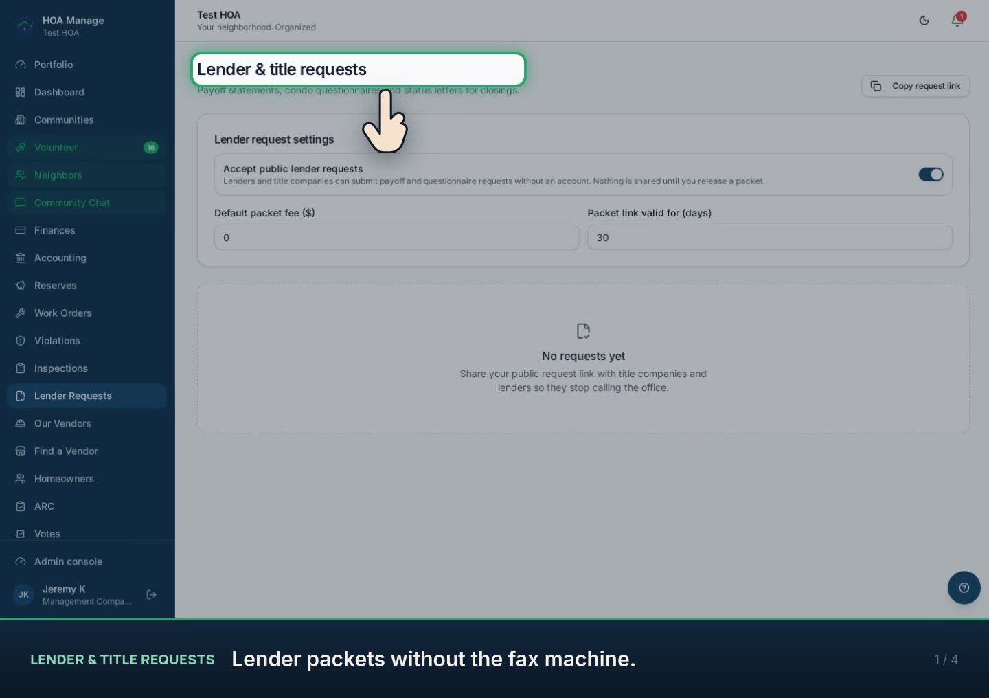 Lender & title requests walkthrough preview