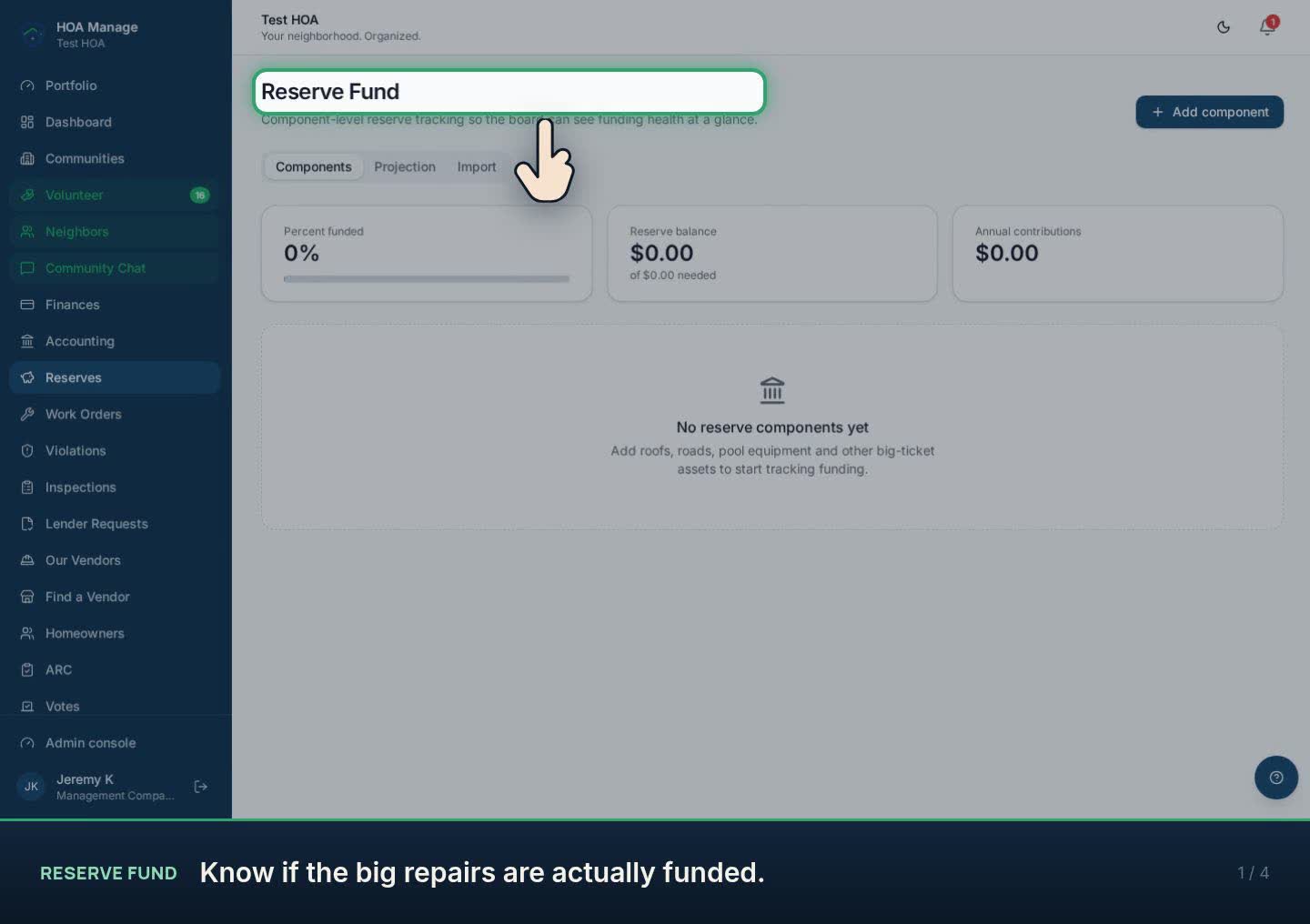 Reserve fund walkthrough preview