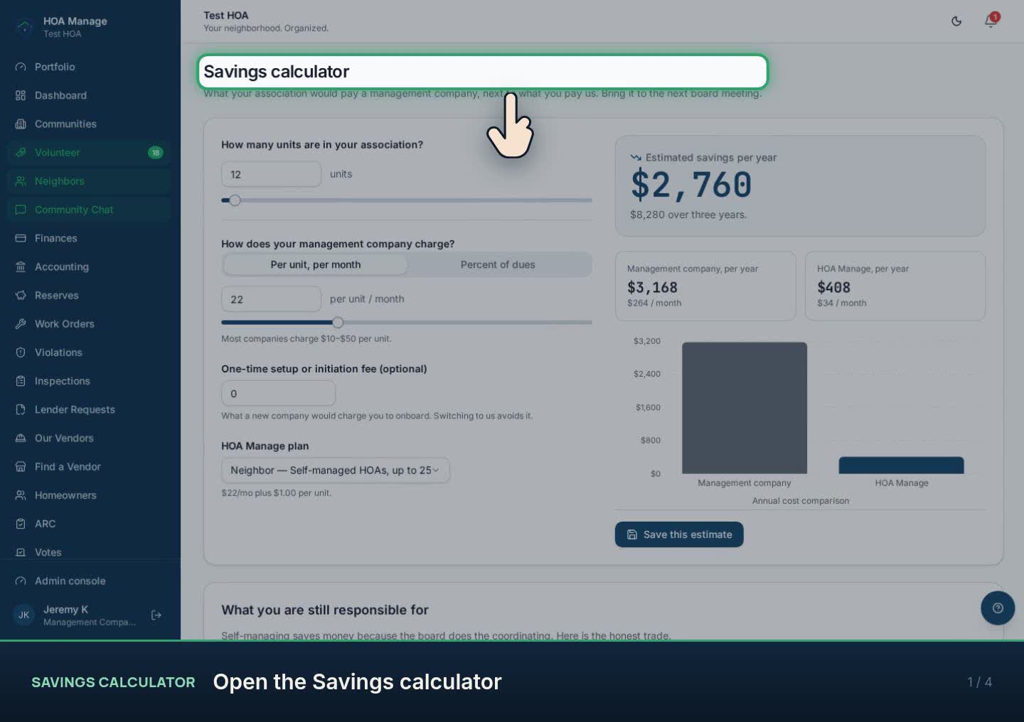 Savings calculator walkthrough preview