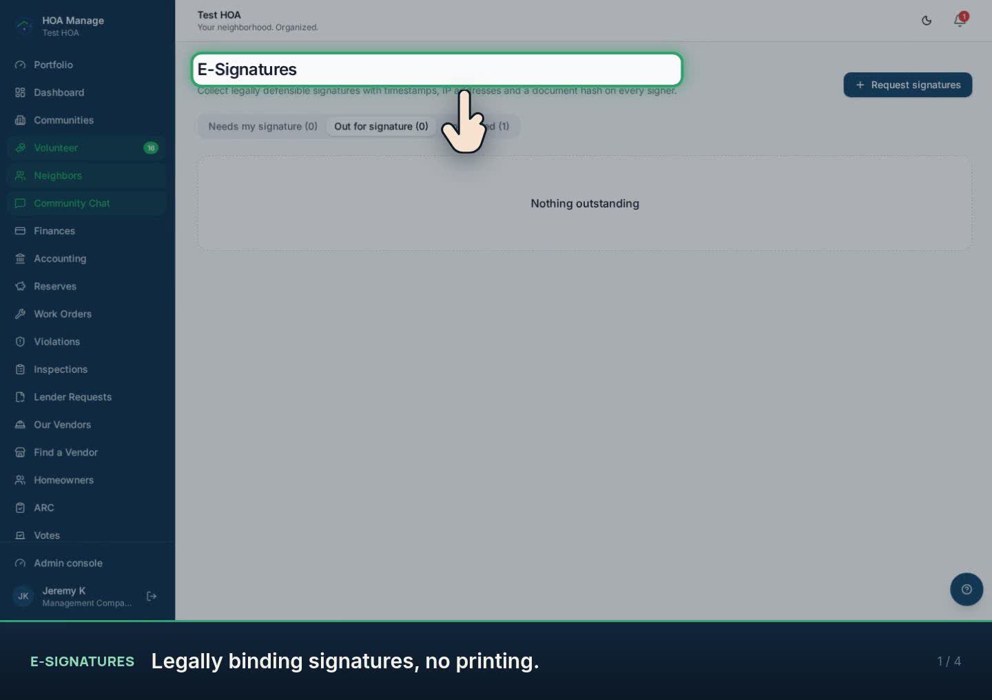 E-Signatures walkthrough preview
